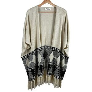 Women's Cardigan Selfie Couture Western Tribal  Shawl Open Knit Sweater M/L